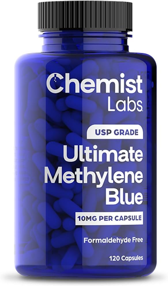 Methylene Blue | 10mg USP Grade Capsules | 120 Count | Pharmaceutical Grade | Cellular & Mitochondrial Support | Formaldehyde Free | Made in USA (120 Capsules)