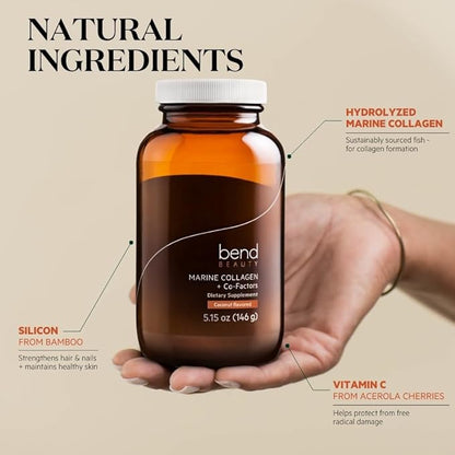 Bend Beauty Marine Collagen + Co-Factors | Coconut Flavored Collagen Powder | Hydrolyzed Collagen Supplement | Fish Collagen Peptides + Silicon + Vitamin C | Supports Healthy Skin, Hair and Nails