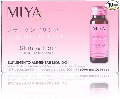 Hydrolyzed Liquid Collagen Drink | 6,000mg Collagen Peptide from Wild Marine Fish from Japan per Bottle | Skin & Hair Benefits | Peach Flavor | Liquid Collagen for Women