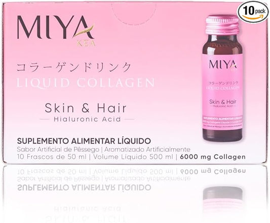 Hydrolyzed Liquid Collagen Drink | 6,000mg Collagen Peptide from Wild Marine Fish from Japan per Bottle | Skin & Hair Benefits | Peach Flavor | Liquid Collagen for Women