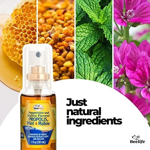 Beelife Propolis Throat Spray – Soothing Honey, Mint & Malva - Natural Immune Support & Sore Throat Relief, Antioxidants, Rich in Flavonoids & Artepillin C, No Sugar, Gluten-Free - 1-Pack, 30ml