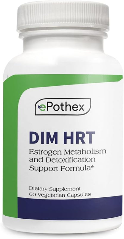 DIM HRT - Estrogen Metabolism + Detoxification Support Formula for Men and Women | DIM + SGS TrueBroc | Hormone Balance, Menopause, Hot Flashes Relief | Gluten-Free, Non-GMO | 60 Capsules
