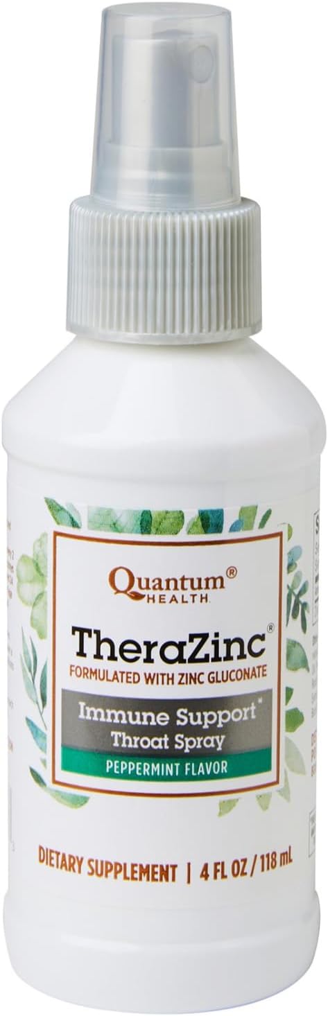 Quantum Health TheraZinc Oral Spray, Zinc Immune Support For Adults and Kids, Provides Throat Relief in a Soothing Liquid Zinc Spray, 4 Oz.