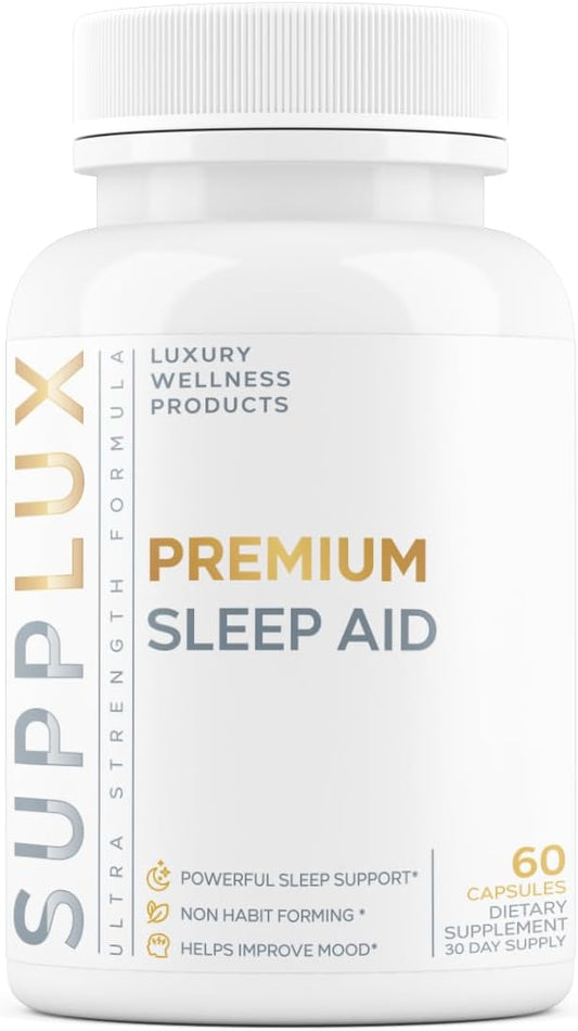 Premium Sleep Aid for Adults - NEW Non-Habit Forming Sleep Aid for Adults | Mood, Sleep, Restfulness Support | 18 Research Backed Ingredients | Melatonin, Magnesium, GABA, Ashwagandha & More - 60 Caps