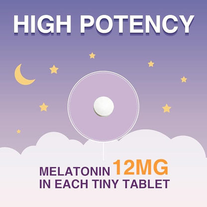 Lovita Melatonin 12mg Fast Dissolve | Natural Sleep Aid | 100% Drug-Free | 120 Vegetarian Tablets (Pack of 3)