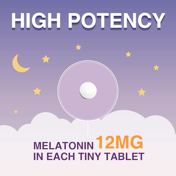 Lovita Melatonin 12 mg Fast Dissolve Tablets, Exclusive Formula with Vitamin B6, L-Theanine and 5-HTP 120 Tablets