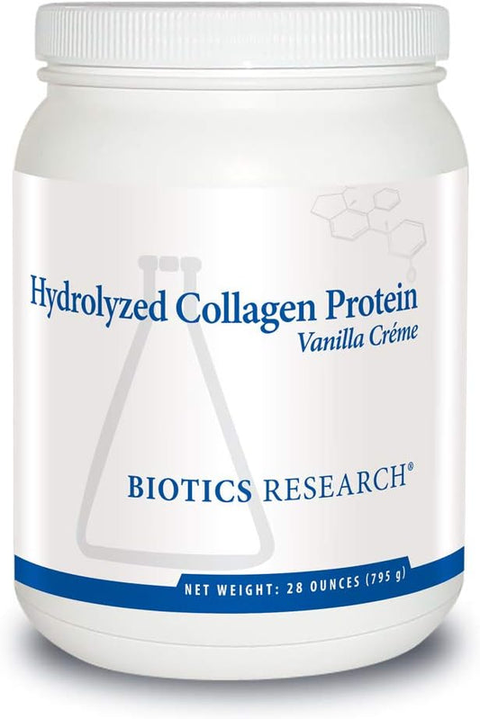 Biotics Reseach HYDROLYZED Collagen Protein Vanilla CRÈME Dairy-Free Collagen Protein Powder from Bone Broth, 21g Protein, Non-GMO, Gluten Free, Easily Digested, Delicious Vanilla Crème Flavor. 28 oz