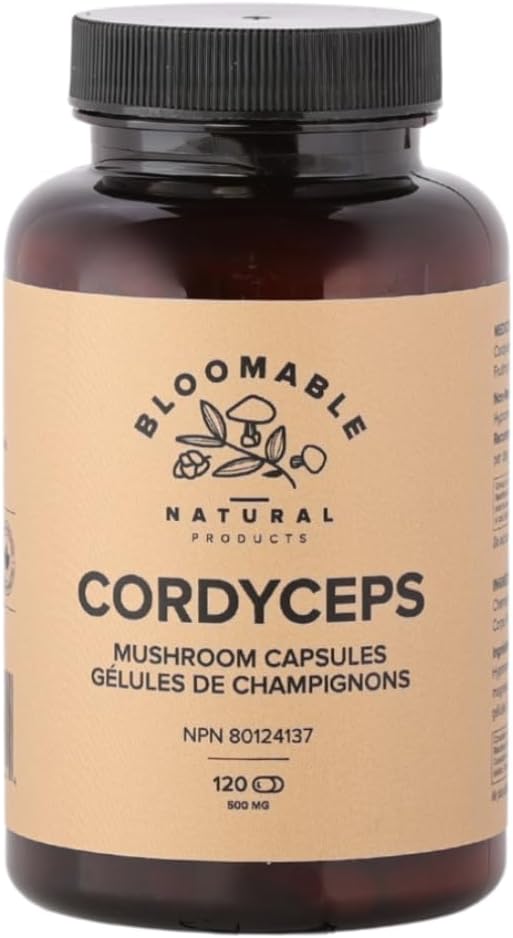 Cordyceps Mushroom Capsules by Bloomable I Energy and Endurance (120 Capsules)