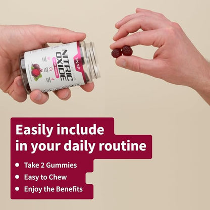 Snap Supplements Beet Root Gummies, Nitric Oxide Supplement w/Organic Beets, Vitamins, Pomegranate & Antioxidants for Energy, Heart Health & Circulation Support, 60 Sugar Free Gummies, 2 Pack, Cherry
