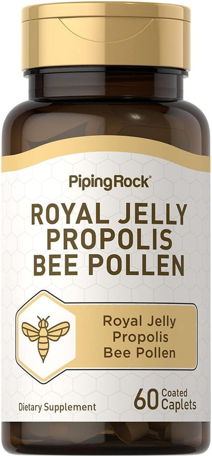 Piping Rock Royal Jelly Propolis Bee Pollen | 60 Caplets | Vegetarian, Non-GMO, Gluten Free Supplement