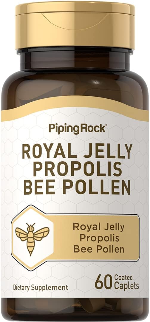 Piping Rock Royal Jelly Propolis Bee Pollen | 60 Caplets | Vegetarian, Non-GMO, Gluten Free Supplement