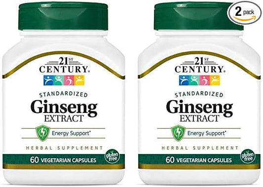 21st Century Ginseng Extract Veg Capsules, 60Count (Pack of 2)