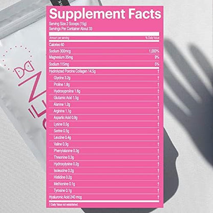 SESEN Hydrolyzed Collagen + Hyaluronic Acid + Biotin en polvo (Pink) Powder 17.6 oz