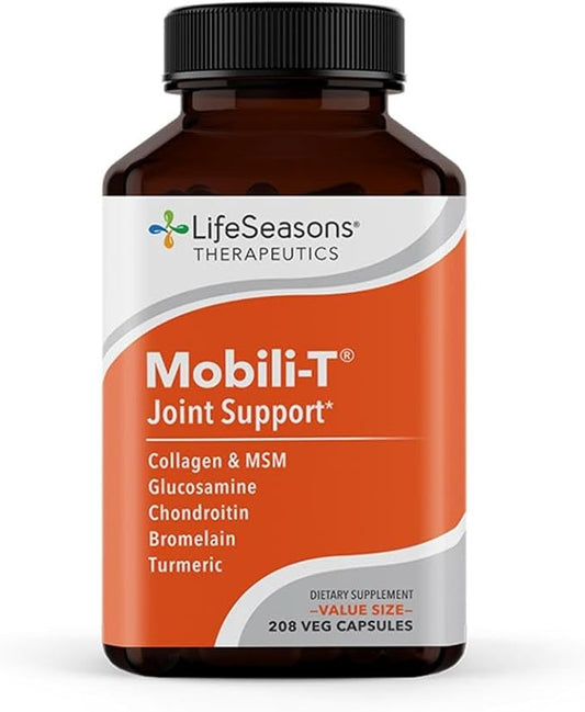 LifeSeasons Mobili-T - Joint Support Supplement - Reduce Inflammation & Aches - Increase Range of Motion - Rebuild Tissue & Cartilage - MSM Chondroitin Collagen Glucosamine & Turmeric - 208 Capsules