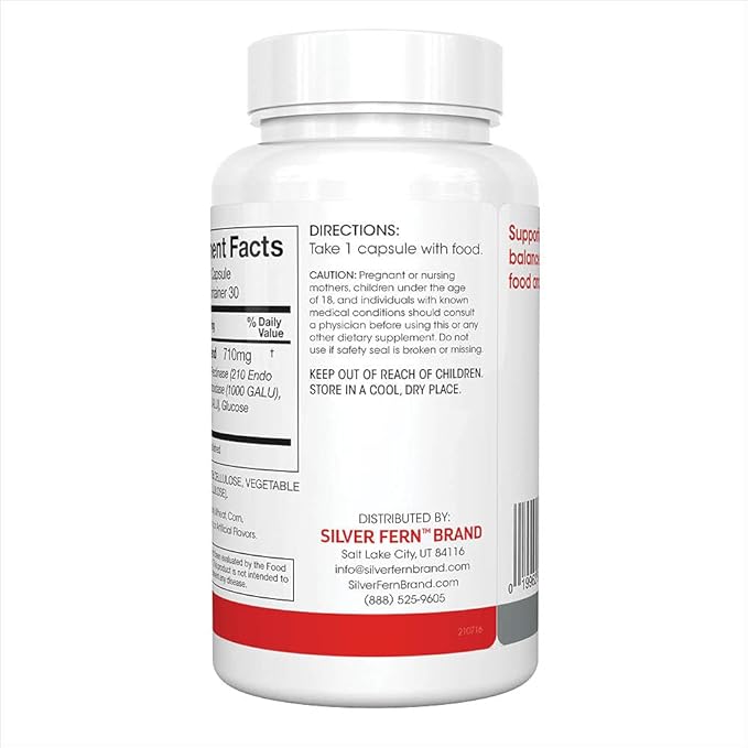Silver Fern Bloat & Gas Relief Digestive Enzyme Blend - 2 Bottles = 60 Servings - FODMAP & Bloating Digestion Supplement with Tolerase L, Pectinase & More (2 Bottles)