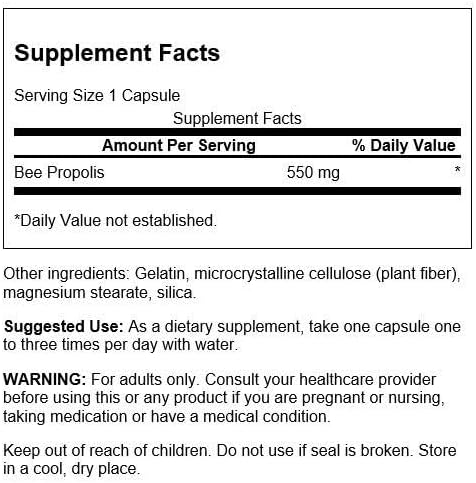 Swanson Bee Propolis 550 Milligrams 60 Capsules
