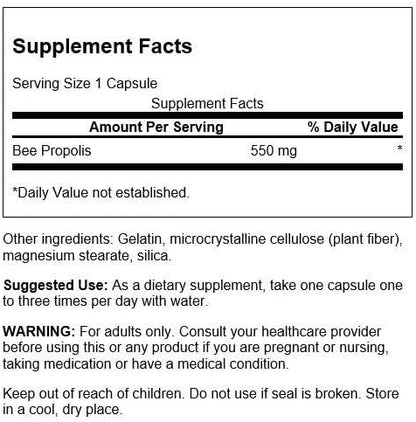 Swanson Bee Propolis 550 Milligrams 60 Capsules