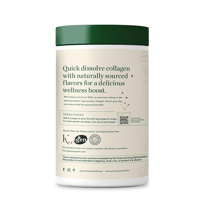 Great Lakes Wellness Collagen Peptides Powder for Skin, Hair, Nails, Joints & Digestion - Chocolate Flavored - Quick Dissolve Hydrolyzed, Non-GMO, Kosher - 10 oz