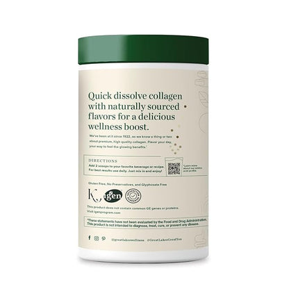 Great Lakes Wellness Collagen Peptides Powder for Skin, Hair, Nails, Joints & Digestion - Chocolate Flavored - Quick Dissolve Hydrolyzed, Non-GMO, Kosher - 10 oz