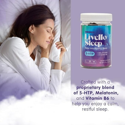 Livello Sleep Wild Berry Gummies - 60 Servings Natural Sleep Support with 5-HTP, Melatonin, and Vitamin B6 for Peaceful Night, Vegan & Gluten-Free