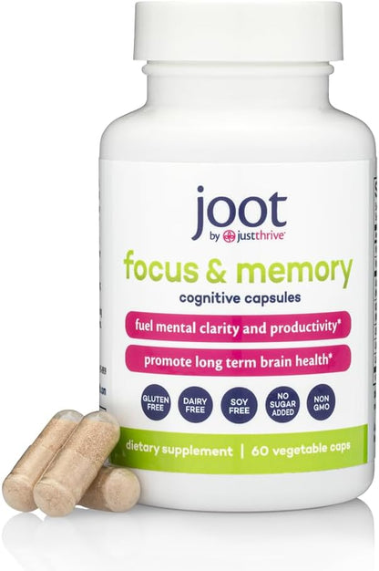 Just Thrive Focus & Memory Capsules – Nootropic Brain Supplement for Clarity, Concentration, Memory Support, & Energy – Citicoline, Lion’s Mane, Vitamins B12 & D3