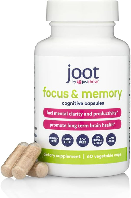 Just Thrive Focus & Memory Capsules – Nootropic Brain Supplement for Clarity, Concentration, Memory Support, & Energy – Citicoline, Lion’s Mane, Vitamins B12 & D3