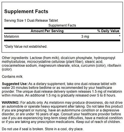 Swanson Dual-Release Melatonin - Sleep Schedule Supplement- (60 Tablets, 3mg Each)