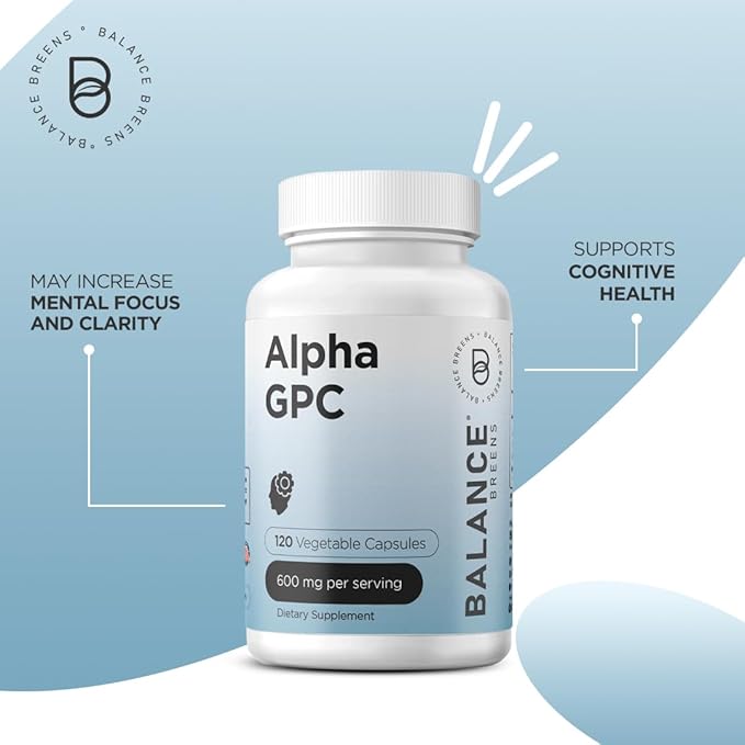 Alpha GPC Choline Supplement 600mg, 120 Veg Capsules - Advanced Memory Formula, Nootropic Brain Support (Pack of 12)