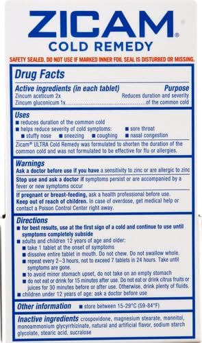 Zicam Ultra Cold Remedy Zinc Rapidmelts, Orange Cream Flavor, Homeopathic, Cold Shortening Medicine, Shortens Cold Duration, Sugar-Free, Dye-Free, 18 Count (Pack of 2)