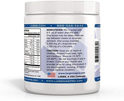 L-ARGININE PRO | 5,500mg L-Arginine Plus L-Citrulline 1,100mg Orange & Grape Powder Drink Mix Supplement for Increased Nitric Oxide Production