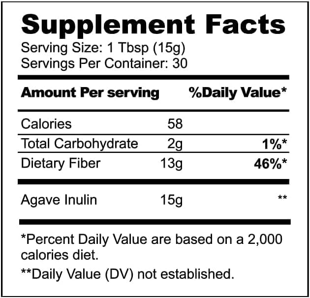 NBF NATURA BIO FOODS - Organic Agave Inulin Powder | Prebiotic Fiber Supplement | Gut Support | No Flavor or Aftertaste | Vegan & Keto Friendly | 16 Oz, 1 Pound (Pack of 1)