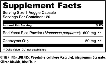 Amazing Formulas Red Yeast Rice 600 Mg Plus Co Q-10 50 Mg 120 Vegetarian Capsules
