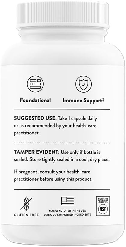 THORNE Zinc Bisglycinate 30mg - Daily Support for Skin, Eye & Immune System Health* with Zinc Supplement Capsules - 60 Capsules