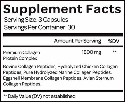 Multi Collagen Capsules for Women (Types I, II, III, V, X,) Hydrolyzed Collagen Peptides, Vitamin Supplement for Hair, Skin, Nails, and Joint Support (90 ct.)