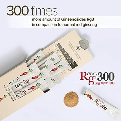 Premium RG3 300 Korean Red Ginseng Powder - Enhanced Ginsenosides (50mg Rg3/Sachet), Made in Korea, 10 Sachets