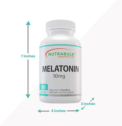 Melatonin 10 mg Tablets – Quick Release Natural Nighttime Sleep Aid for Adults. (180 Count)