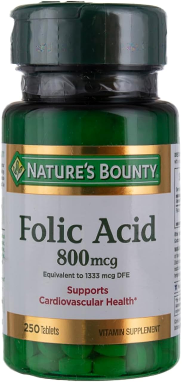 Nature's Bounty Folic Acid, 800 mcg Tablets, 250 ct