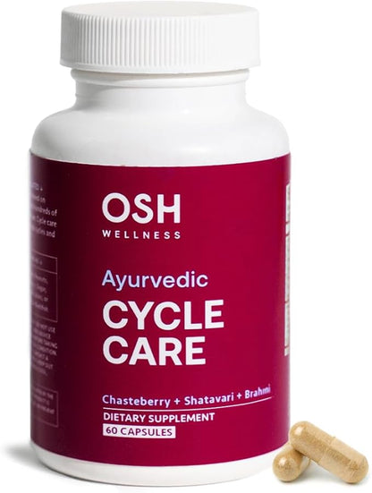 Holistic PMS & Symptom Relief for Women | Ayurvedic Menstrual Cycle Regulator | Made in USA | Eases Hormonal Cramps, Bloating & Acne | Vitex, Bacopa, Shatavari, Borage Oil & Brahmi– OSH Wellness
