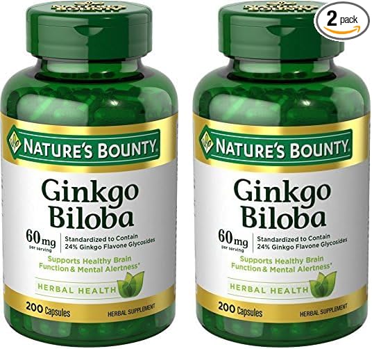 Nature's Bounty Ginkgo Biloba 60 Mg, 200 Capsules (17243) (Pack of 2)