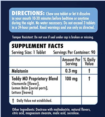 Melatonin (0.3 mg) Herbal Supplement for Kids - chewable Tablets
