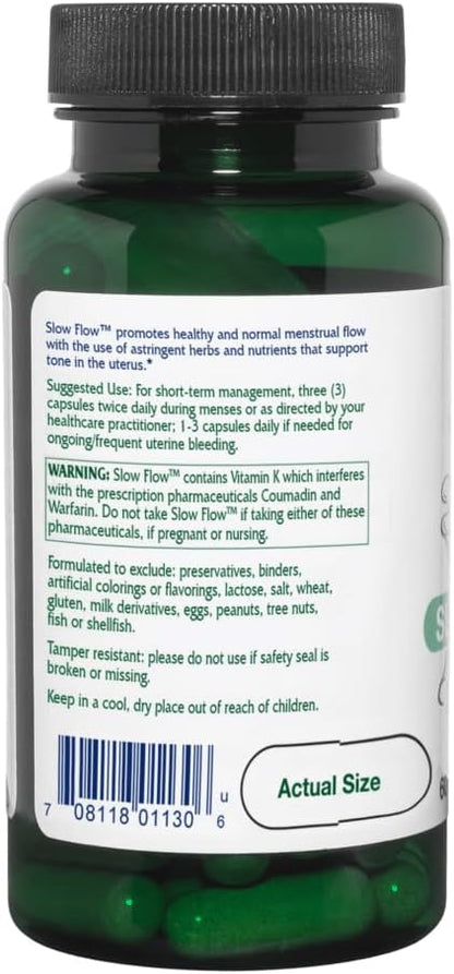 Vitanica Slow Flow, Menstrual Flow Support, Vegan, 60 Capsules (Slow Flow Pro Logo)