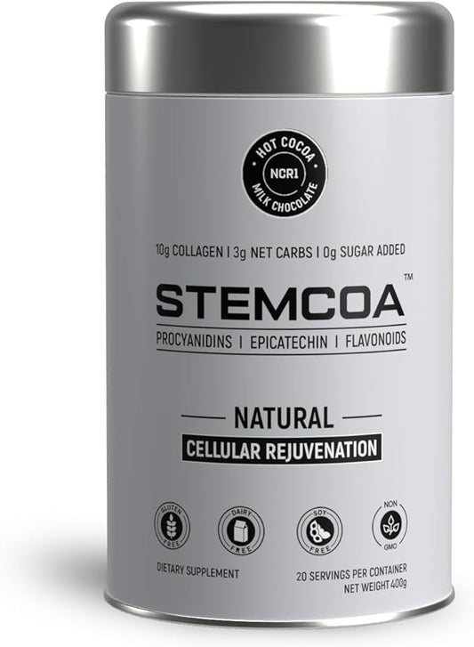 NCR1 - Natural Cellular Renewal & Rejuvenation, Milk Chocolate Flavor, Hydrolyzed Bovine Collagen Powder with Cocoa & Resveratrol, Non-GMO, Gluten Free & Keto Diets