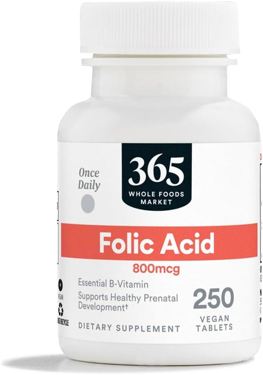 365 by Whole Foods Market, Folic Acid 800mcg, Vegan, 250 Tablets