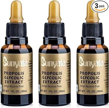 Sunyata Brazilian Green Bee Propolis Liquid Extract – No Alcohol, Natural Immune Support & Antioxidant, 30ML (3 Pack)