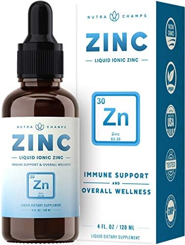 NutraChamps Liquid Zinc for Kids & Adults, Vegan, Pure Ionic Zinc Drops Enhanced with Vitamin C, Supplements for Immune Support, Sugar-Free Liquid 4 oz