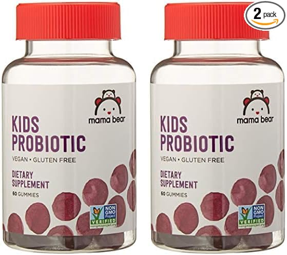 Amazon Brand - Mama Bear Vegan Probiotic, Berry, 60 Gummies, 1 Billion CFU per Gummy (Pack of 2)