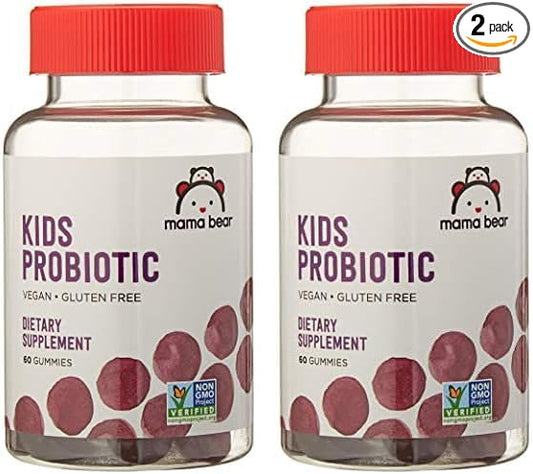 Amazon Brand - Mama Bear Vegan Probiotic, Berry, 60 Gummies, 1 Billion CFU per Gummy (Pack of 2)