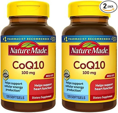 Nature Made CoQ10 100mg, Dietary Supplement for Heart Health Support, 120 Softgels, 120 Day Supply (Pack of 2)