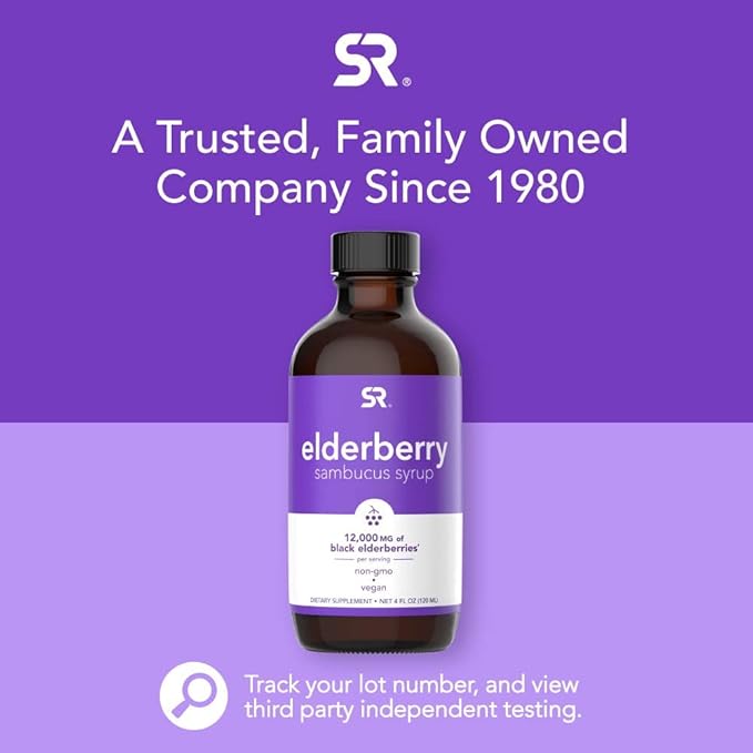Elderberry Syrup for Adults & Kids Immune Support - High Flavonoid - Non-GMO, Vegan - Equivalent to 12,000mg of Black Elderberries per Serving (4oz Glass Bottle)