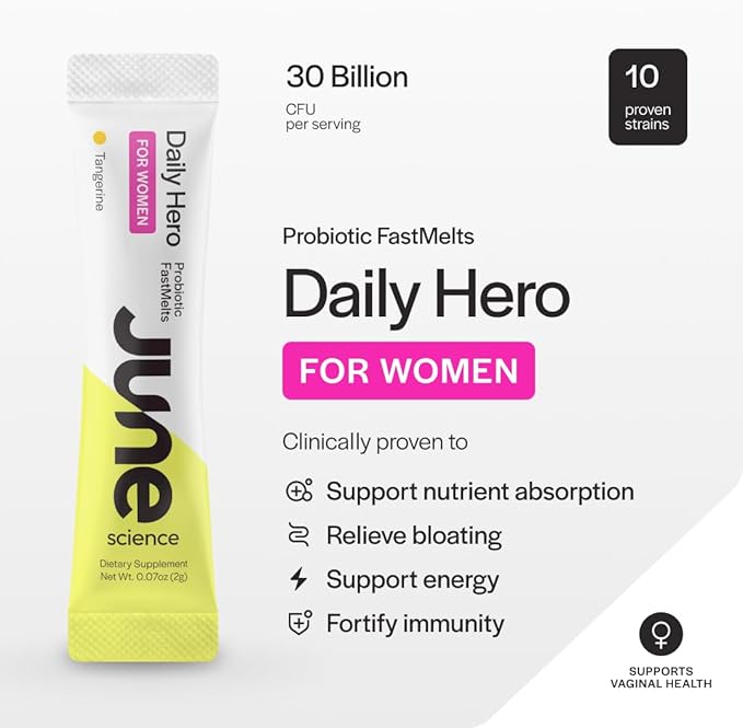 Daily Hero for Women | Fast Melt Pre + Probiotic for Women - Tangerine Flavor, 30 Powder Sachets